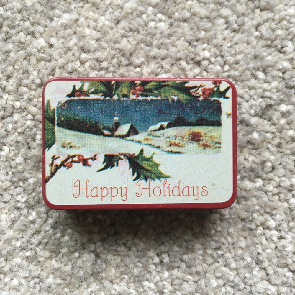 Vintage Christmas tin Happy Holiday